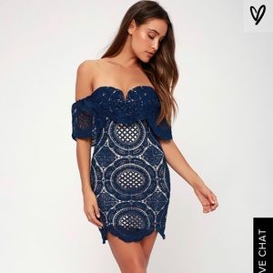 NWT $76 Lulu’s Bellissimo Navy Off Shoulder Dress